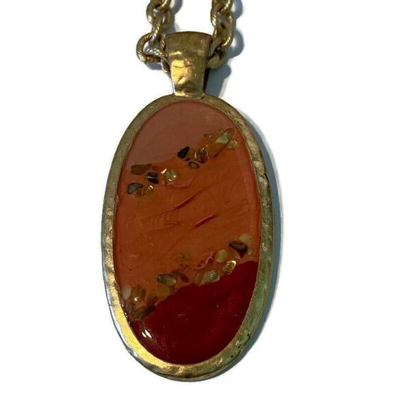 Laura Ashley Necklace Jasper Pendant Beaded Abstract Oversized Hippie Boho - Picture 3 of 7